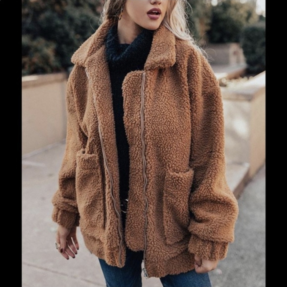 Women's Brown Sherpa Sweatshirt